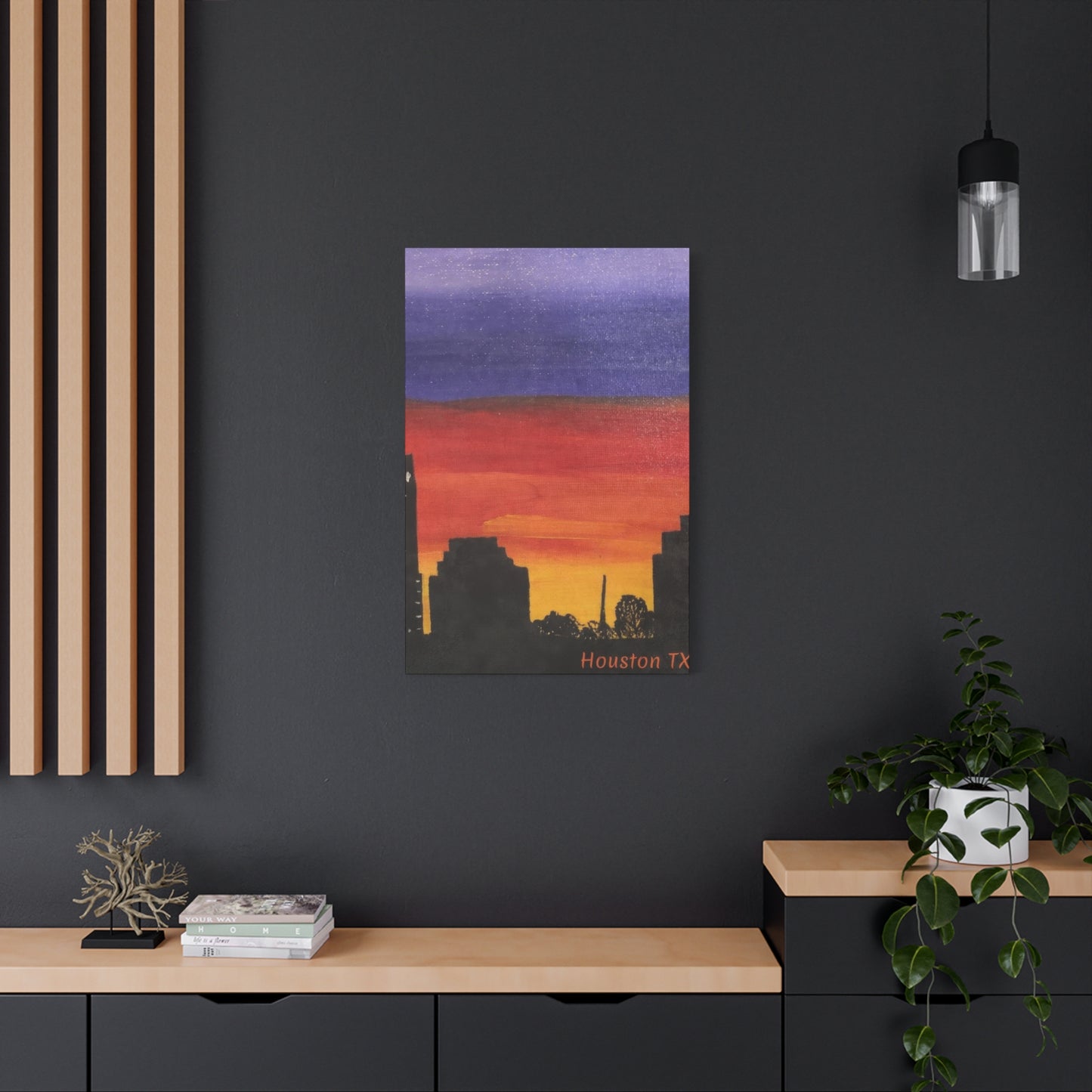 Houston Skyline Yellow Orange Violet Wall Art & Canvas Prints