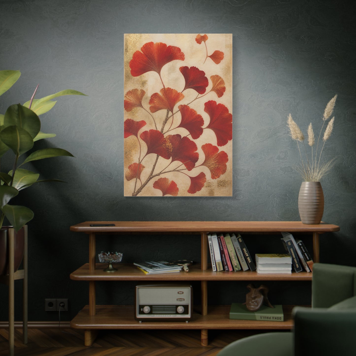 Red Ginkgo Botanical Composition Wall Art & Canvas Print