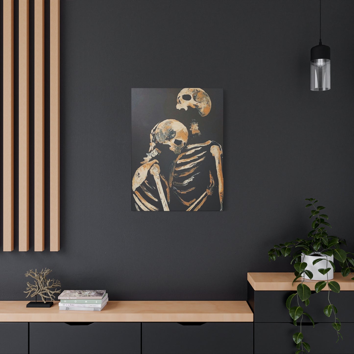 Couple Skeleton Hugging Wall Art & Canvas Prints