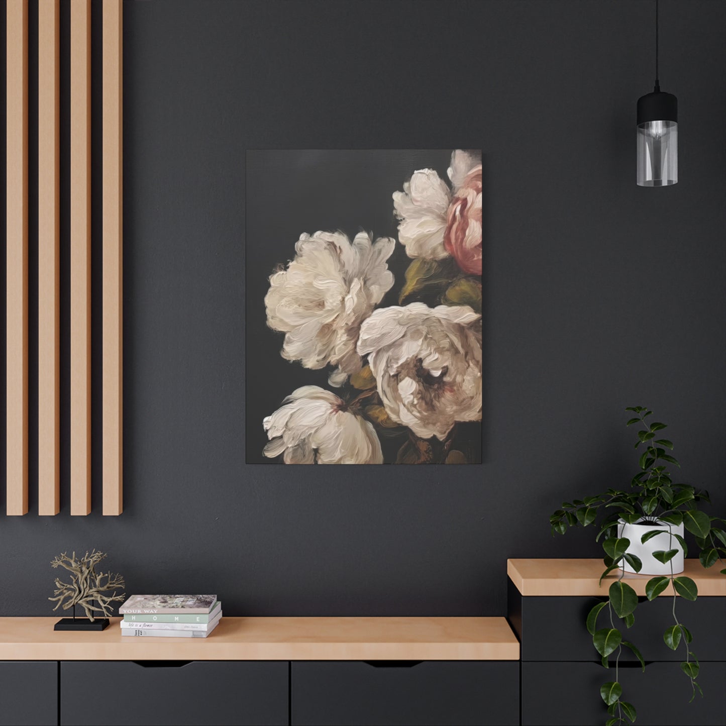 White Flower Dark Wall Art & Canvas Prints