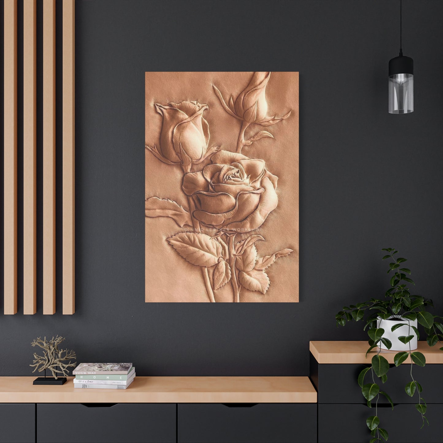 Rose Flower On Leather Wall Art & Canvas Prints