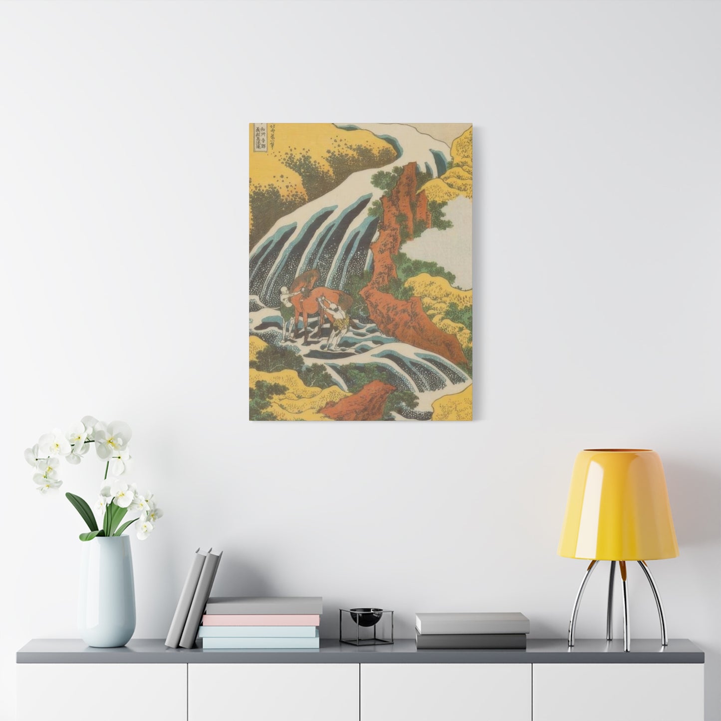 Katsushika Hokusai Waterfall Where Yoshitsune Washed His Horse At Yoshino In Yamato Province Wall Art & Canvas Prints