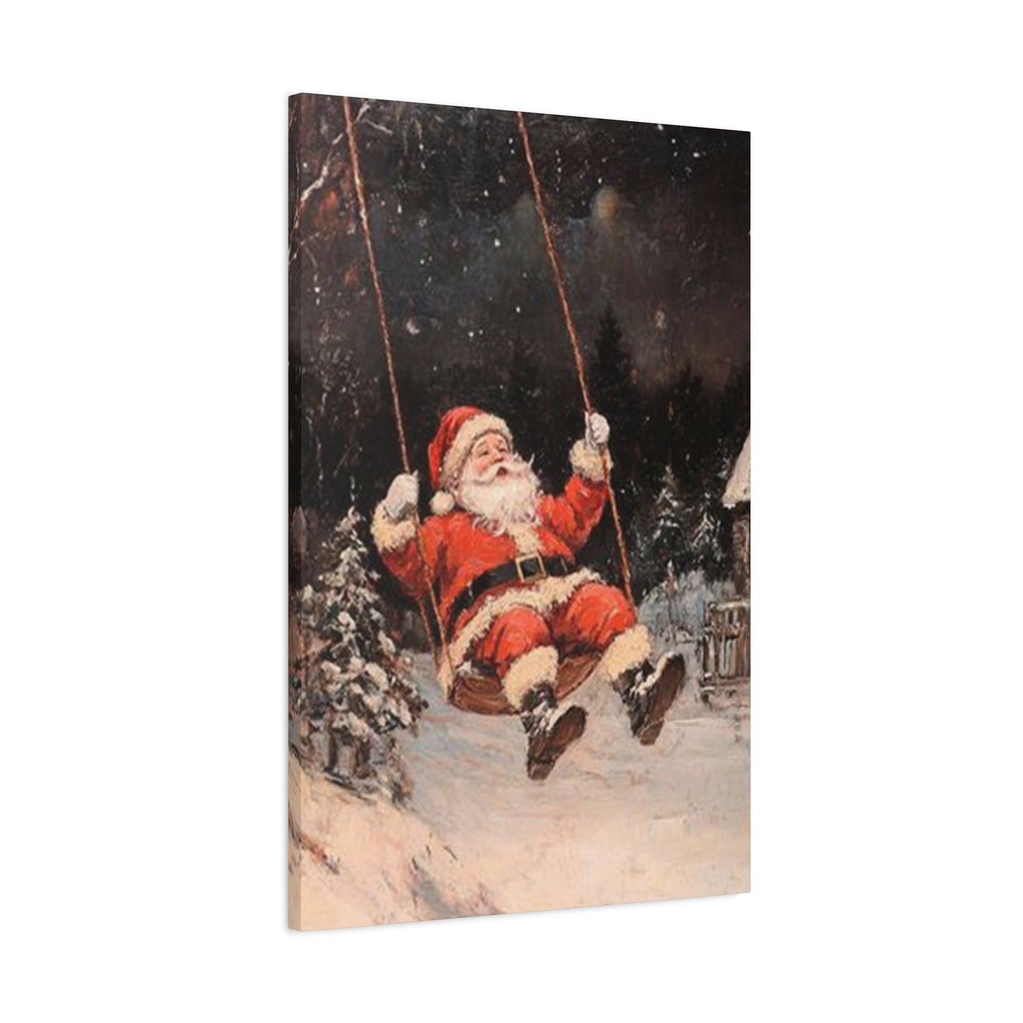 Santa Claus Swinging Painting Wall Art & Canvas Prints