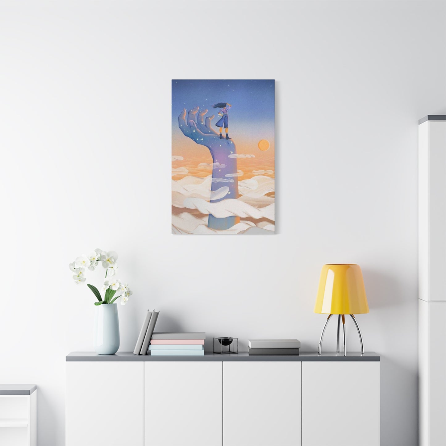 Girl On A Hand Wall Art & Canvas Prints