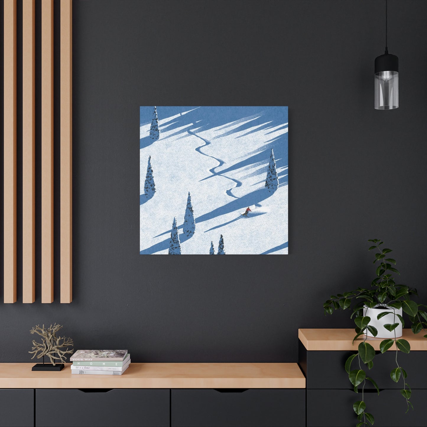 Skiing In White Snow Painting Wall Art & Canvas Prints