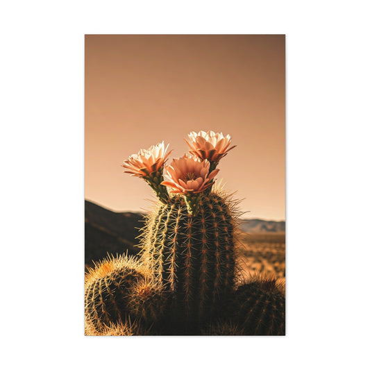 Desert Barrel Cactus Bloom at Sunset Wall Art & Canvas Prints