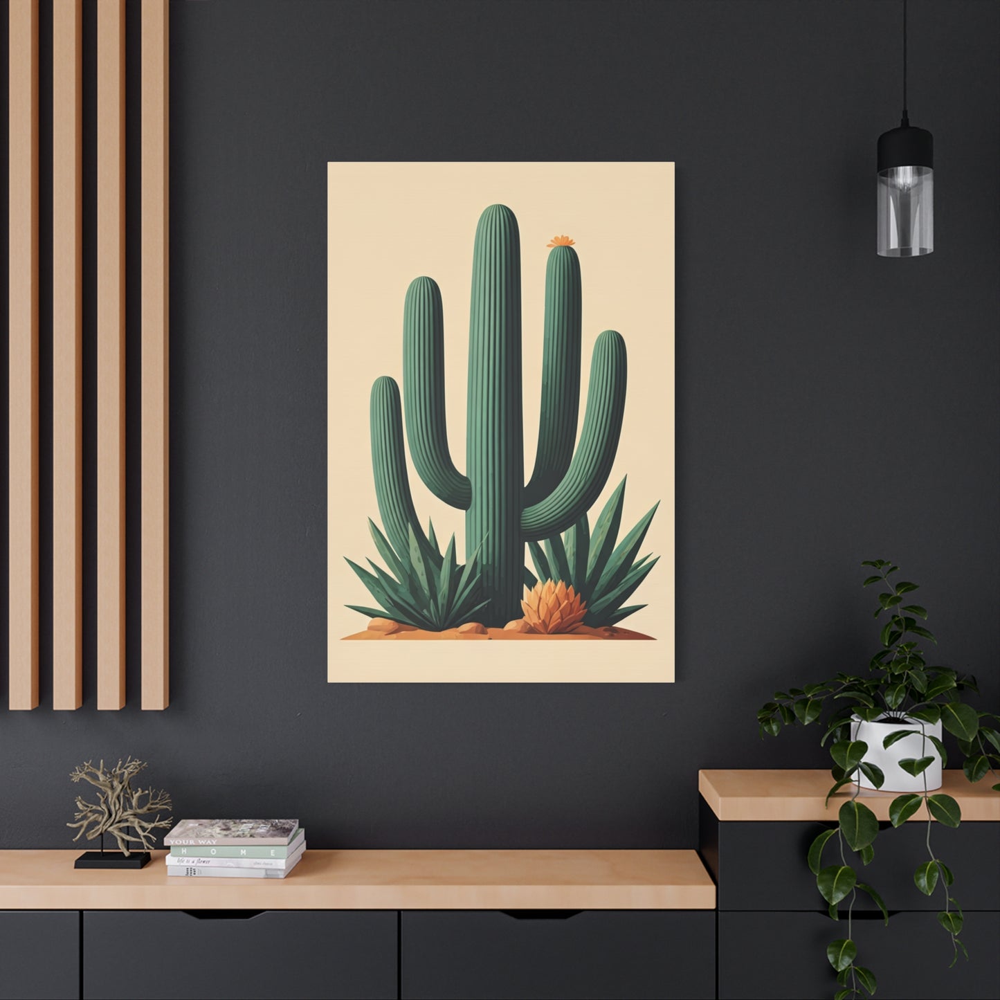 Desert Botanical Saguaro and Agave Composition Wall Art & Canvas Prints