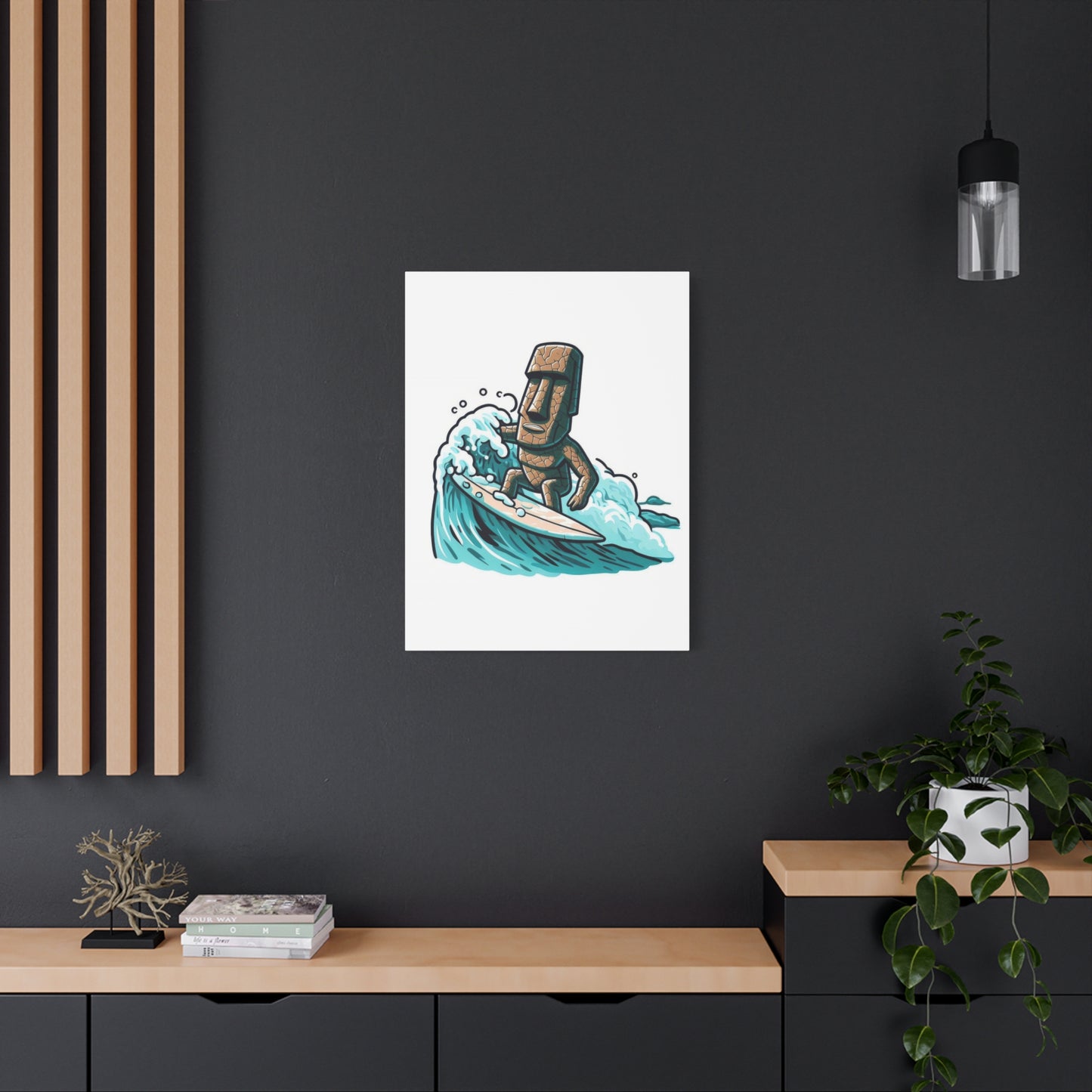 Hawaii Moai Surfing Wall Art & Canvas Prints