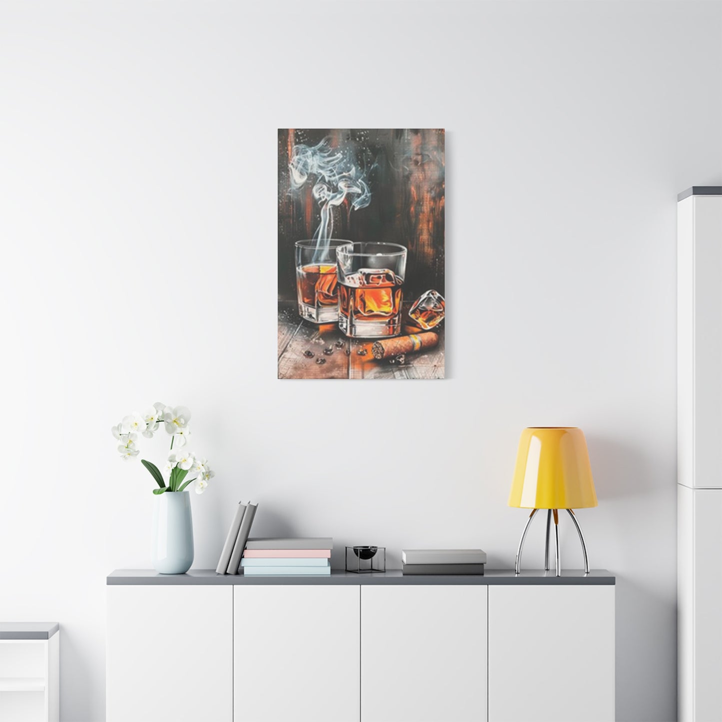 Whiskey And Cigar Painting Wall Art & Canvas Prints