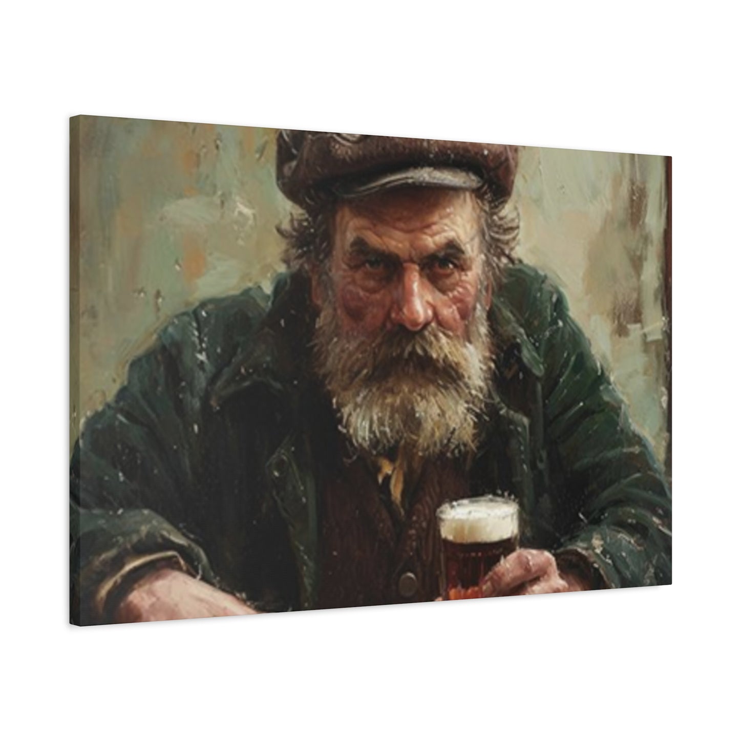 Old Man With A Beer Painting Wall Art & Canvas Prints