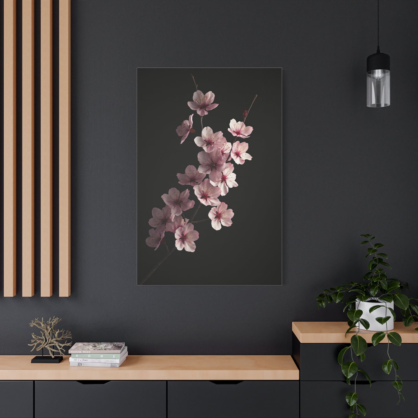 Dark Luxury Cherry Blossom Branch Wall Art & Canvas Prints