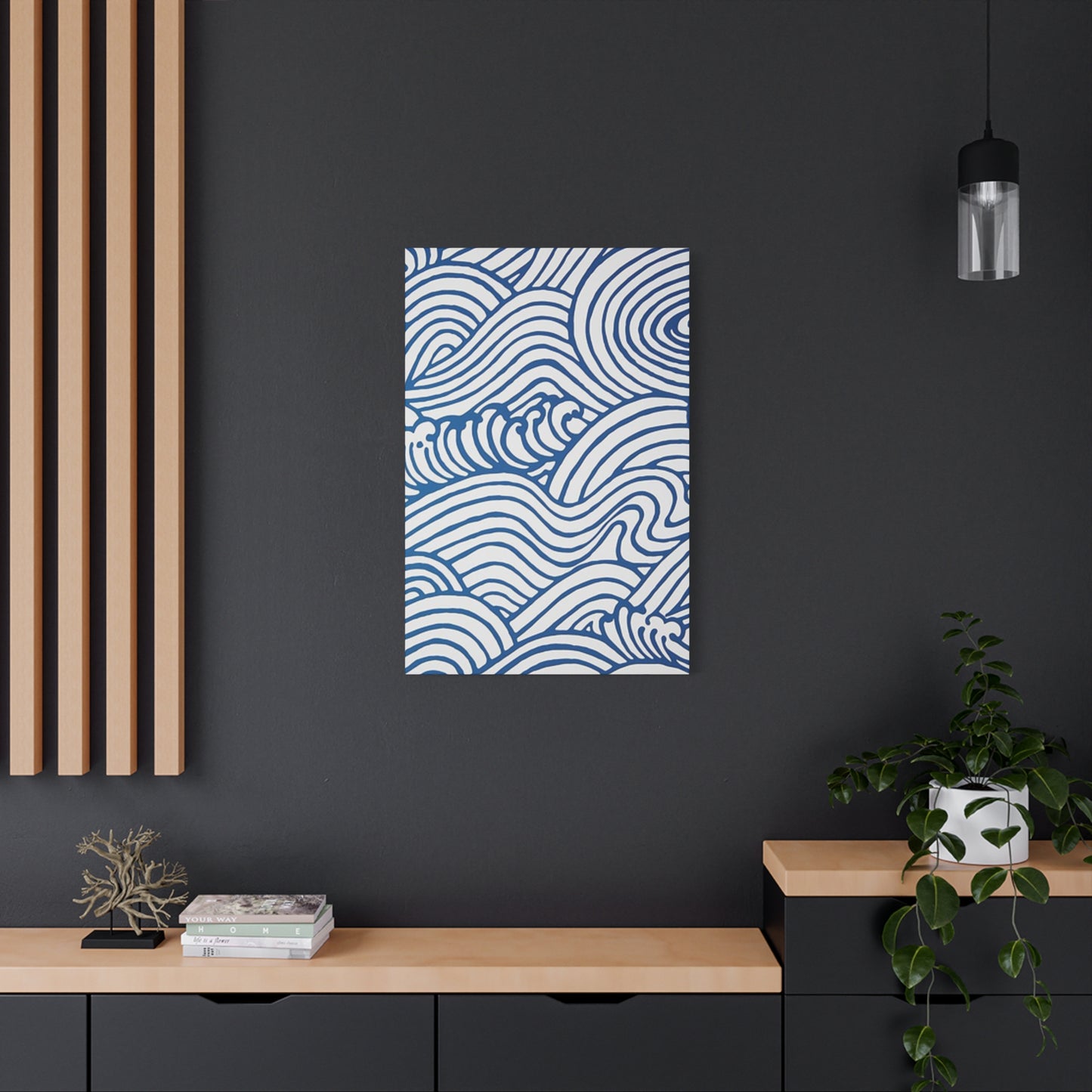 Blue Waves Drawing Wall Art & Canvas Prints