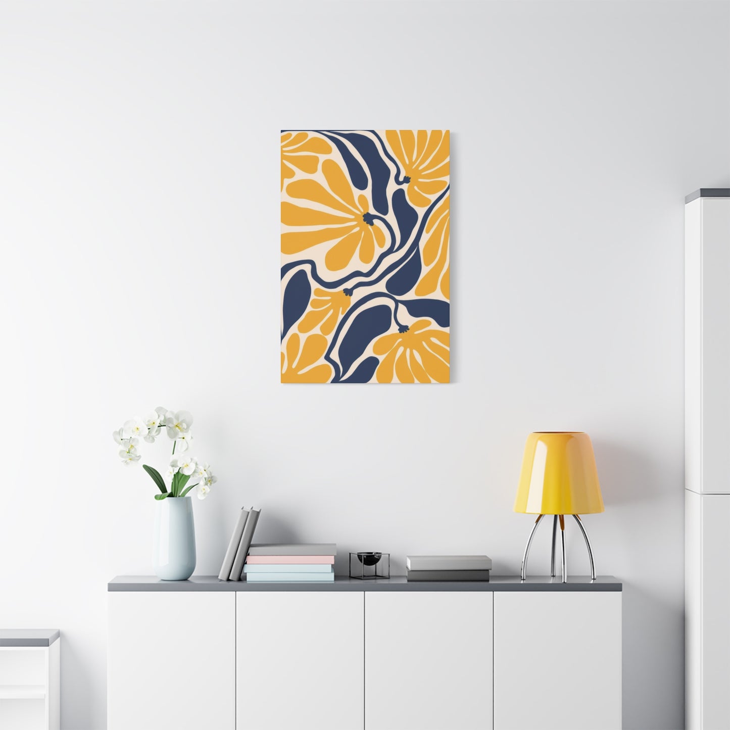 Blue Yellow Flower Abstract Colorful Wall Art & Canvas Prints