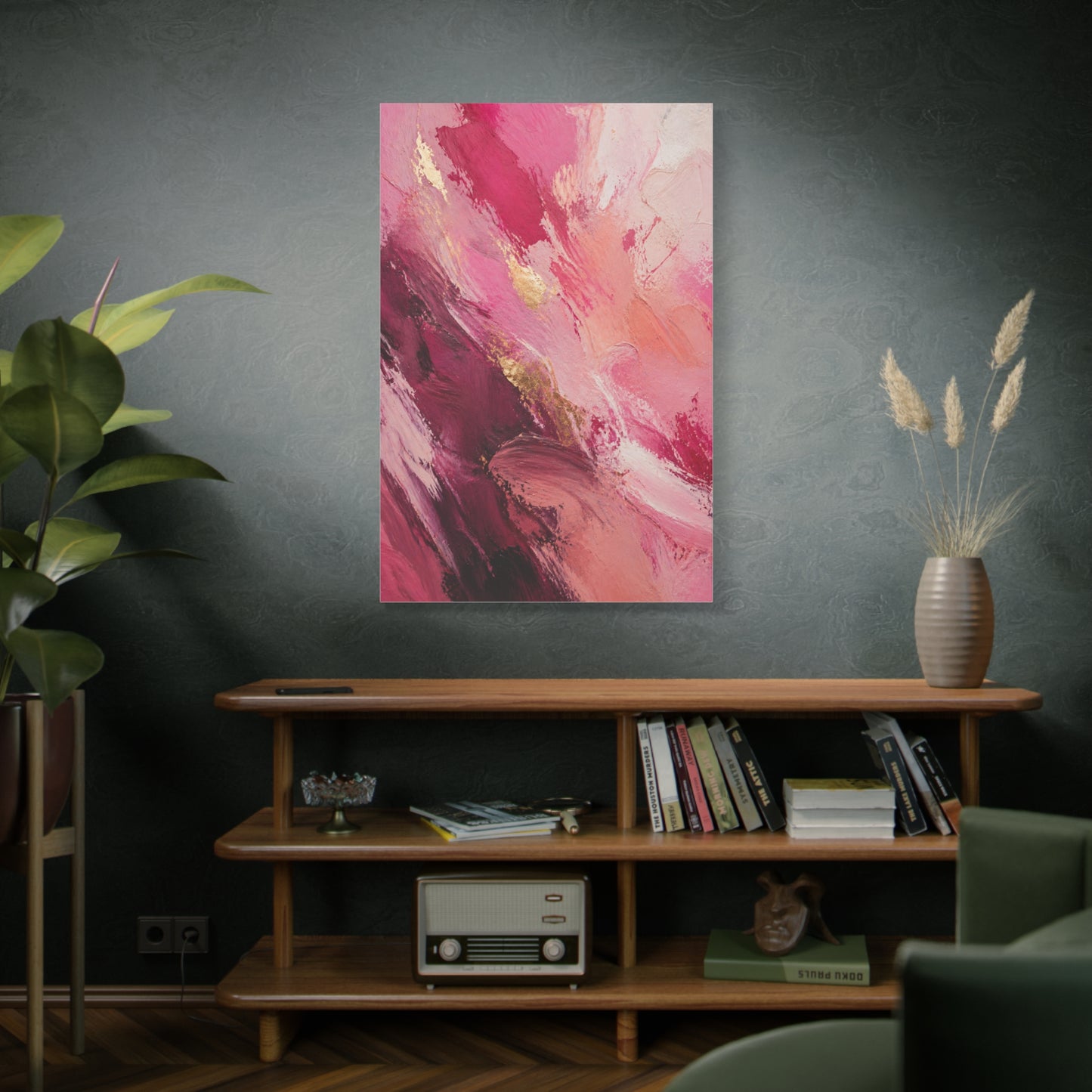 Pink Abstract Expressionist Brushstroke Wall Art & Canvas Print