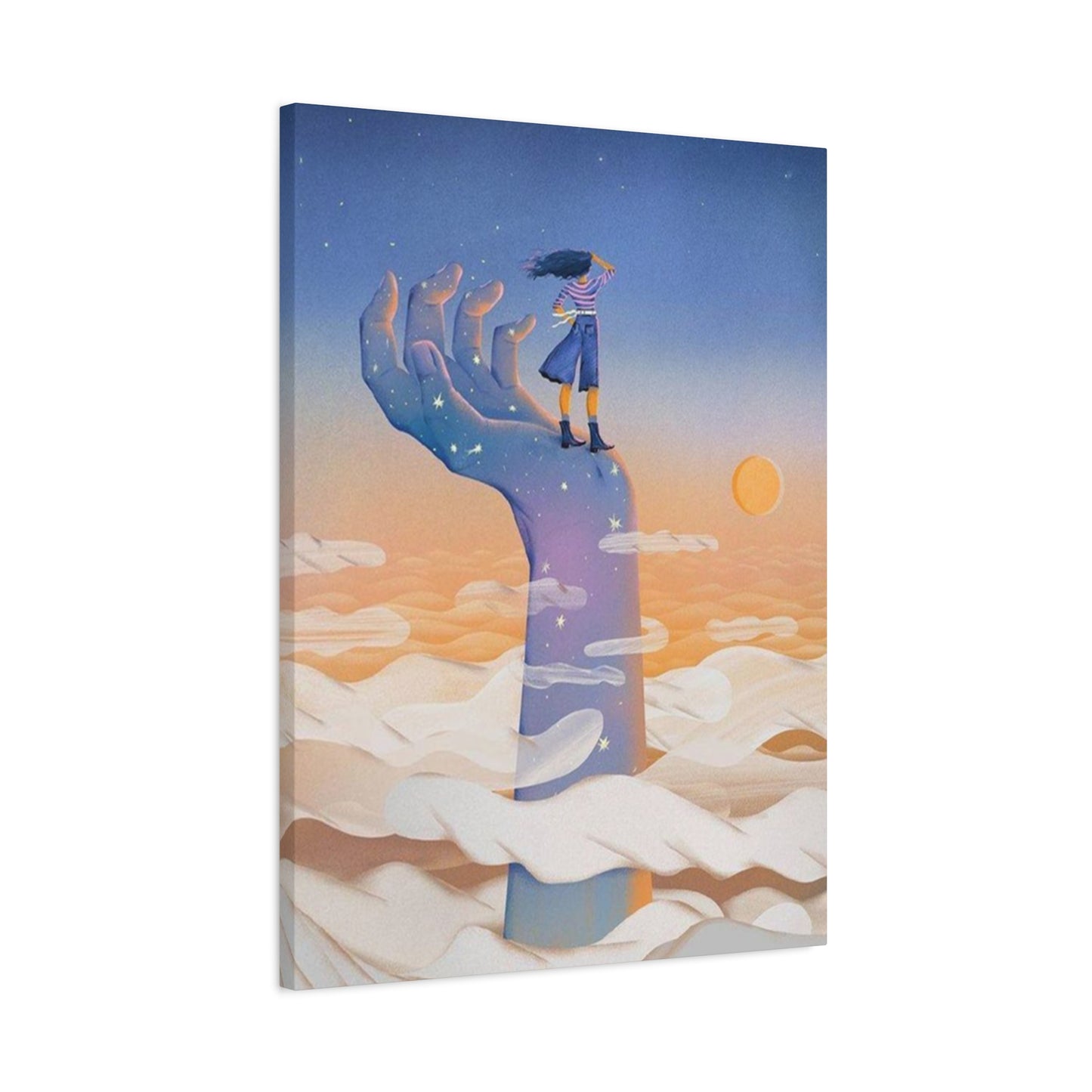 Girl On A Hand Wall Art & Canvas Prints