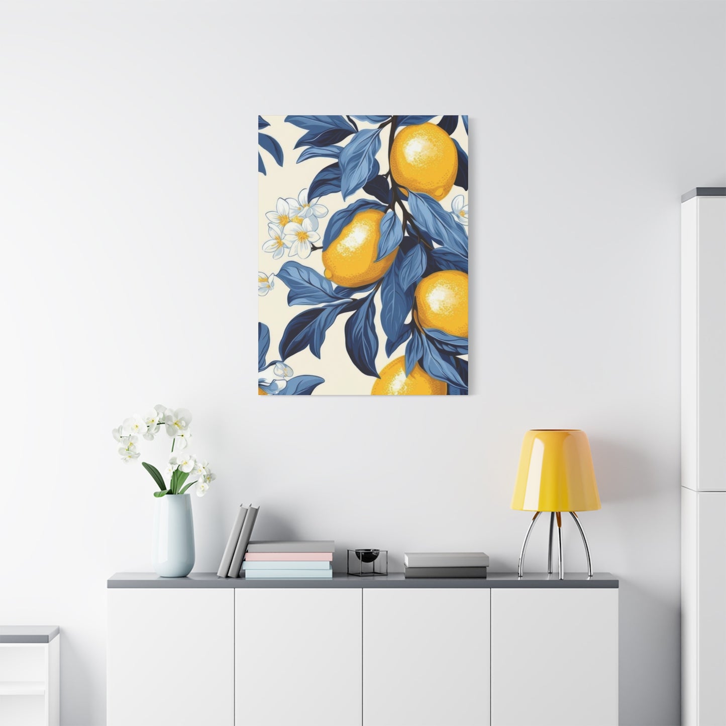 Lemon Blue Leaves Wall Art & Canvas Prints