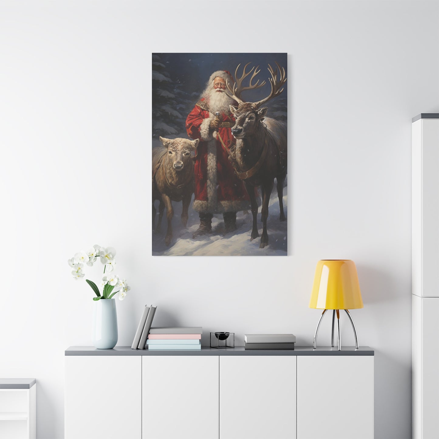 Santa Claus And Reindeer Wall Art & Canvas Prints