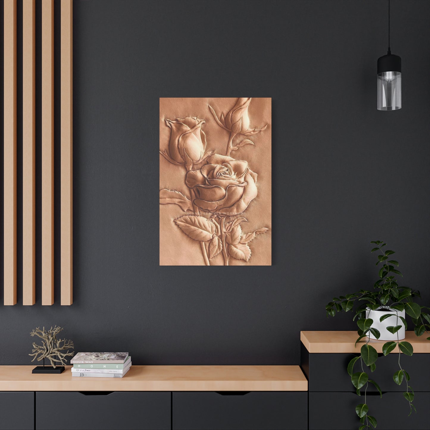 Rose Flower On Leather Wall Art & Canvas Prints