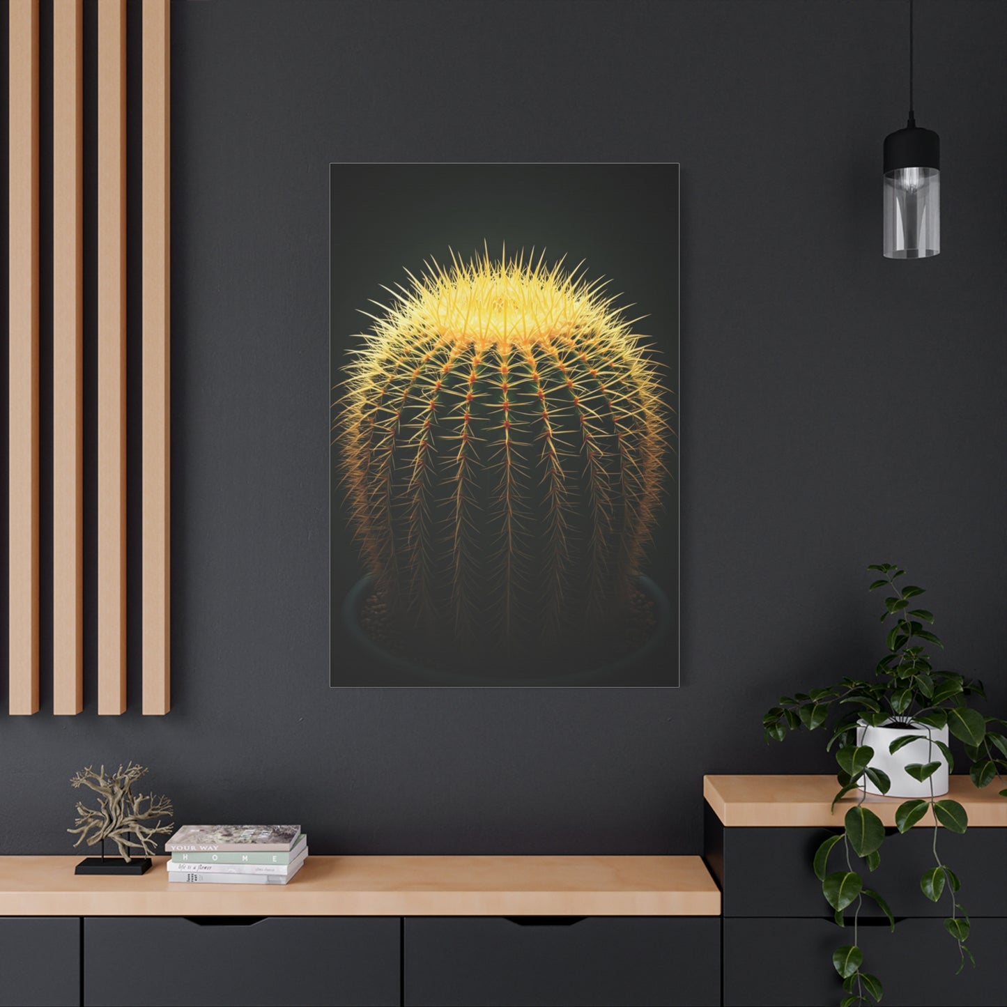Golden Crown Cactus Portrait Wall Art & Canvas Prints