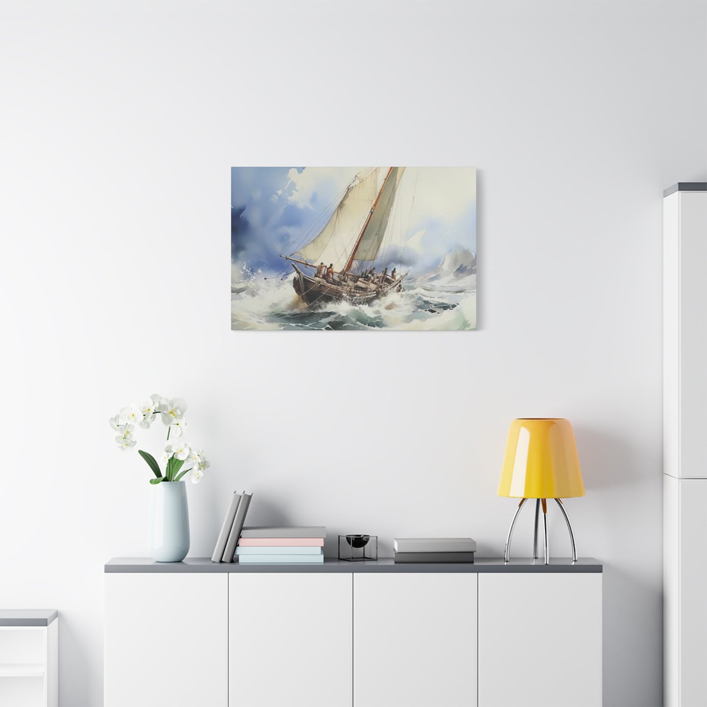 Ships In Ocean Painting Wall Art & Canvas Prints