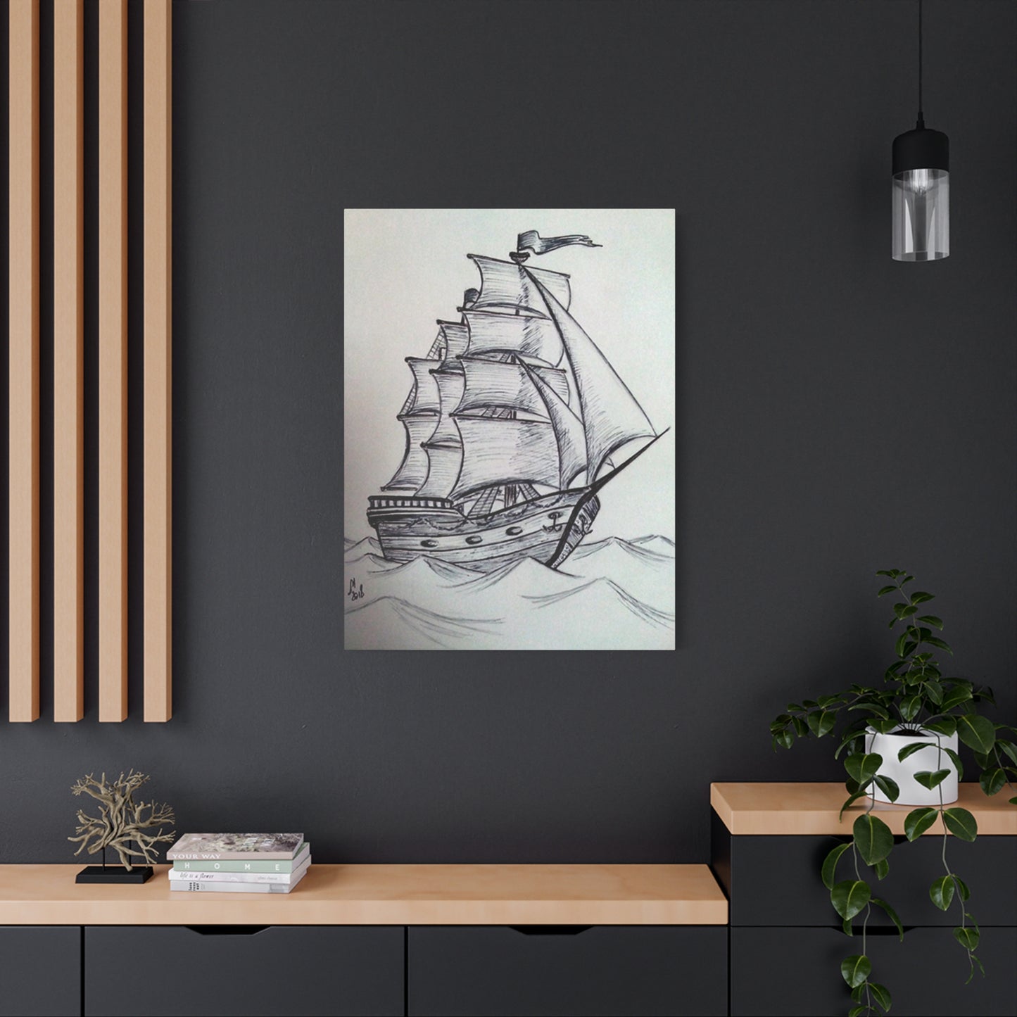 Ship Sailing Drawing Wall Art & Canvas Prints