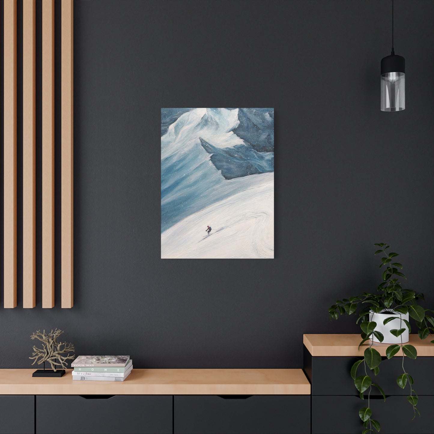 Skiing In Snowy Mountain Wall Art & Canvas Prints