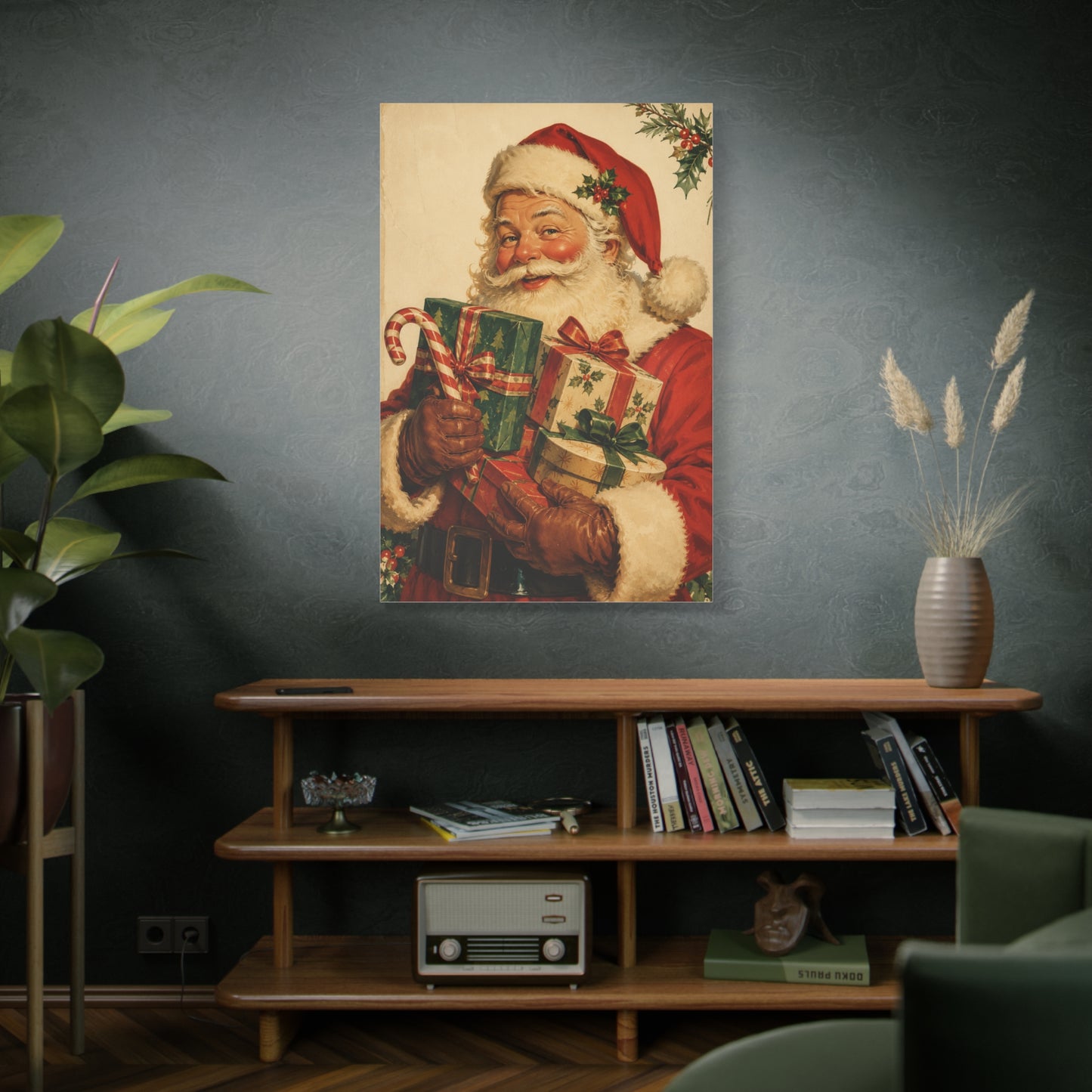 Vintage Americana Santa with Presents Wall Art & Canvas Print