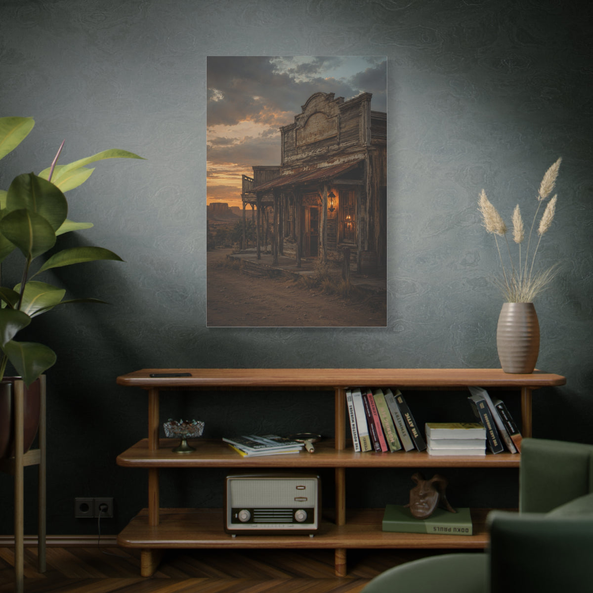 Old Town Western Saloon Exterior Scene Wall Art & Canvas Print