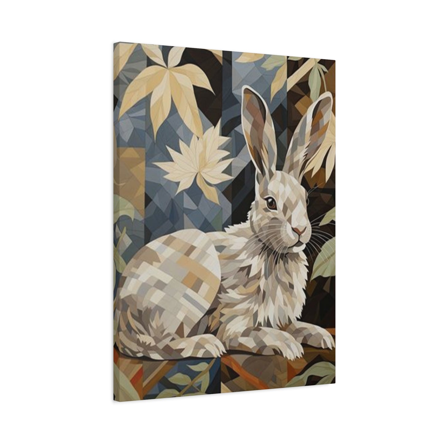 White Abstract Rabbit Painting Wall Art & Canvas Prints