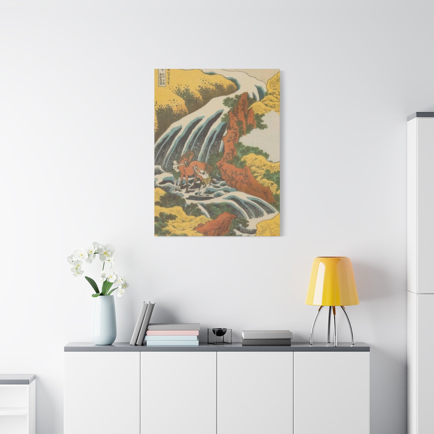 Katsushika Hokusai Waterfall Where Yoshitsune Washed His Horse At Yoshino In Yamato Province Wall Art & Canvas Prints