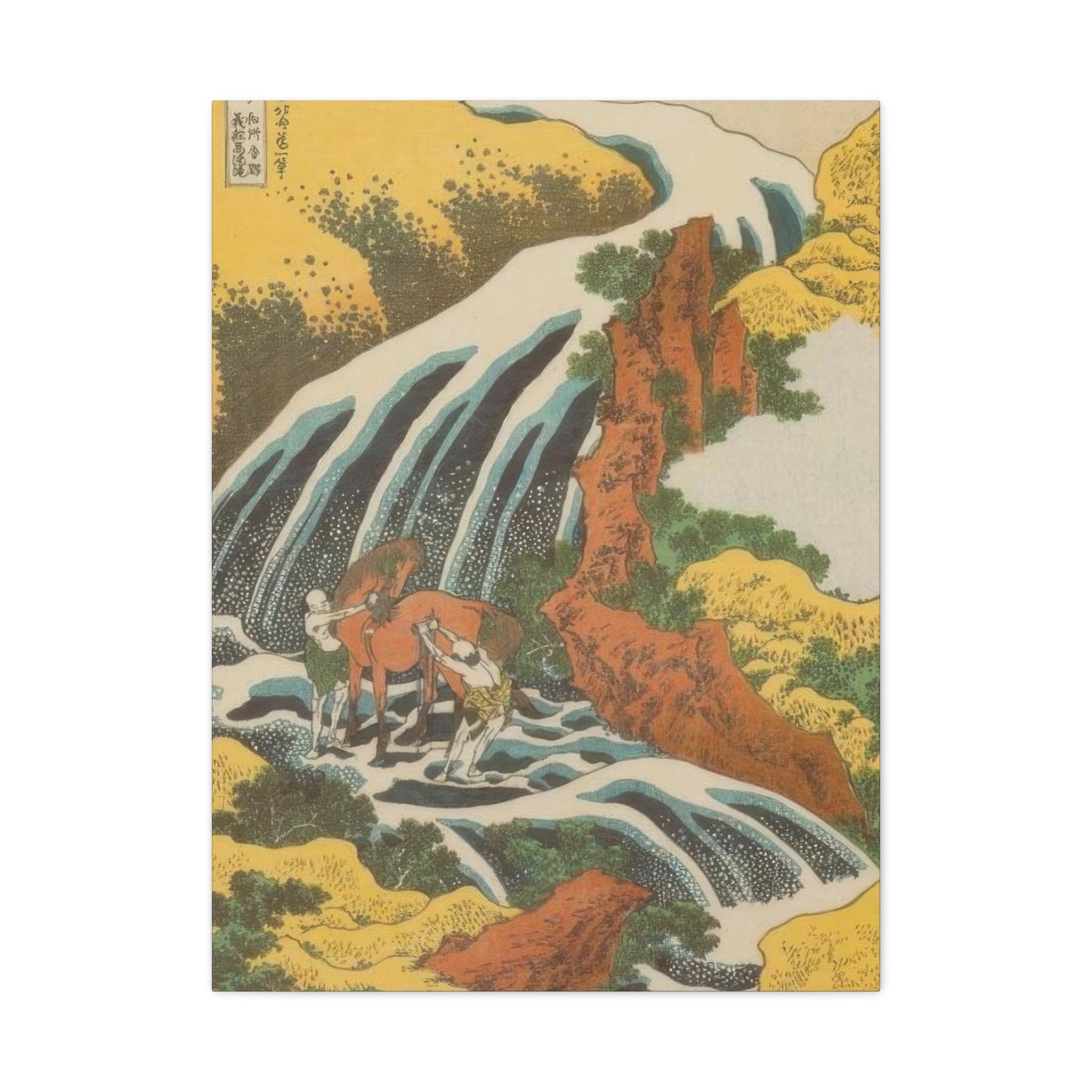 Katsushika Hokusai Waterfall Where Yoshitsune Washed His Horse At Yoshino In Yamato Province Wall Art & Canvas Prints