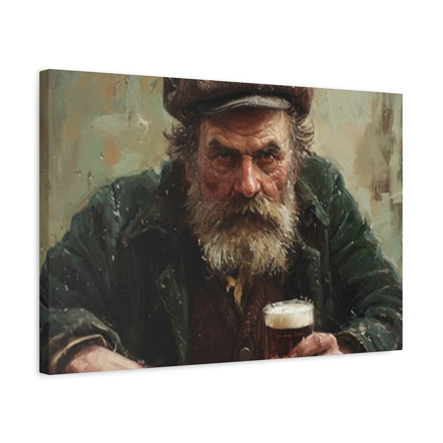 Old Man With A Beer Painting Wall Art & Canvas Prints