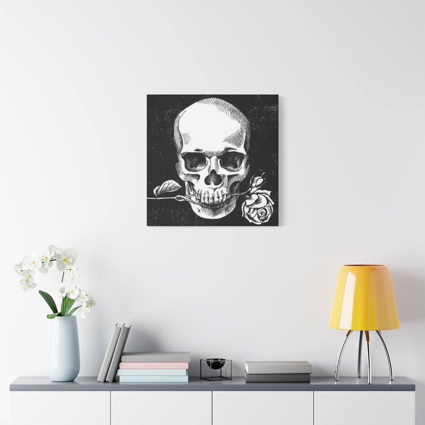 Rose In Skull Mouth Wall Art & Canvas Prints