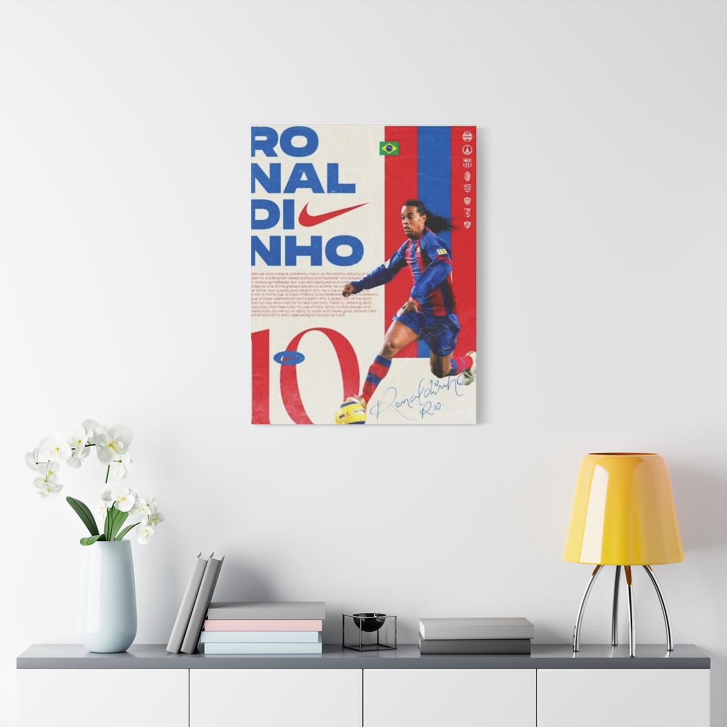 Ronaldinho Playing Soccer Poster Wall Art & Canvas Prints
