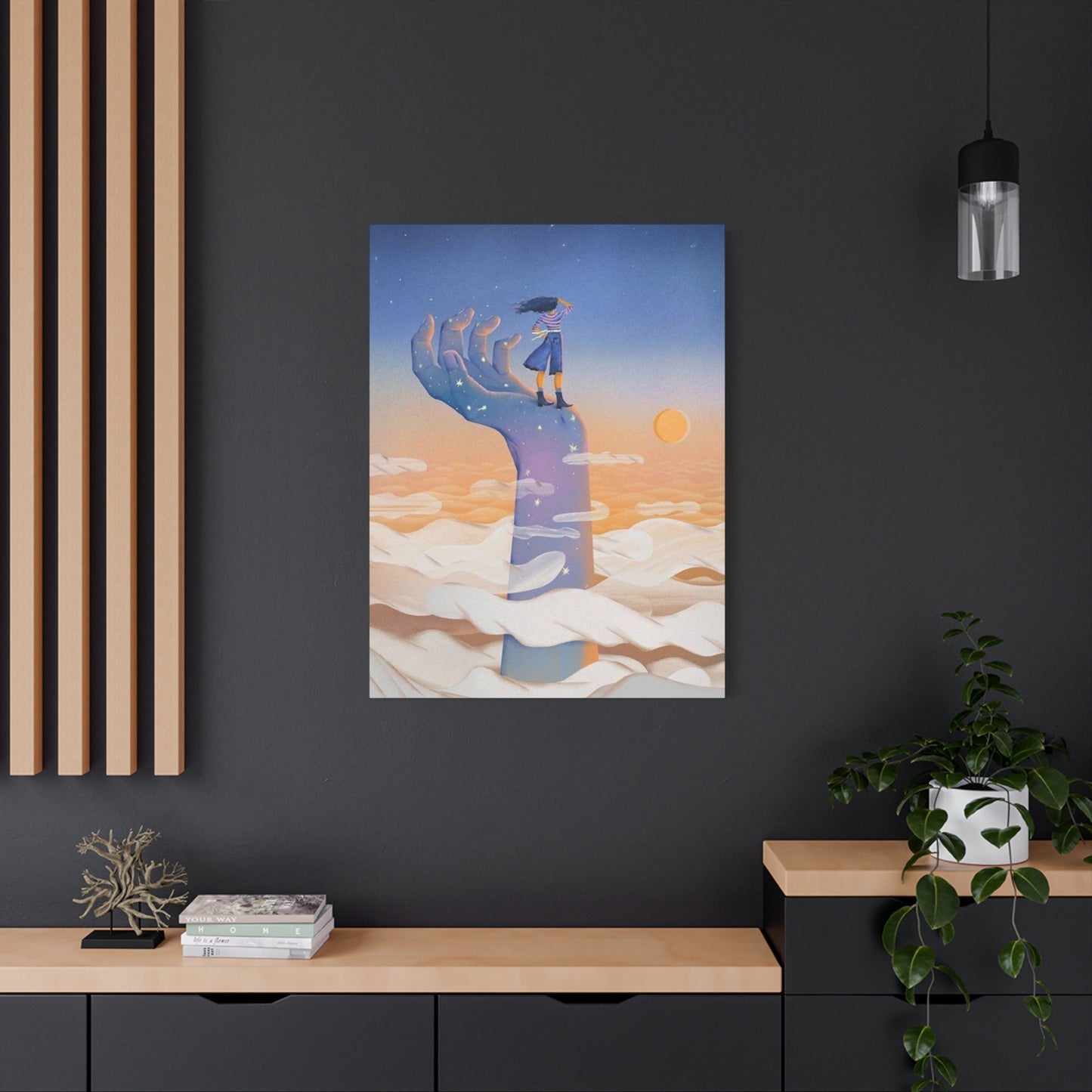 Girl On A Hand Wall Art & Canvas Prints