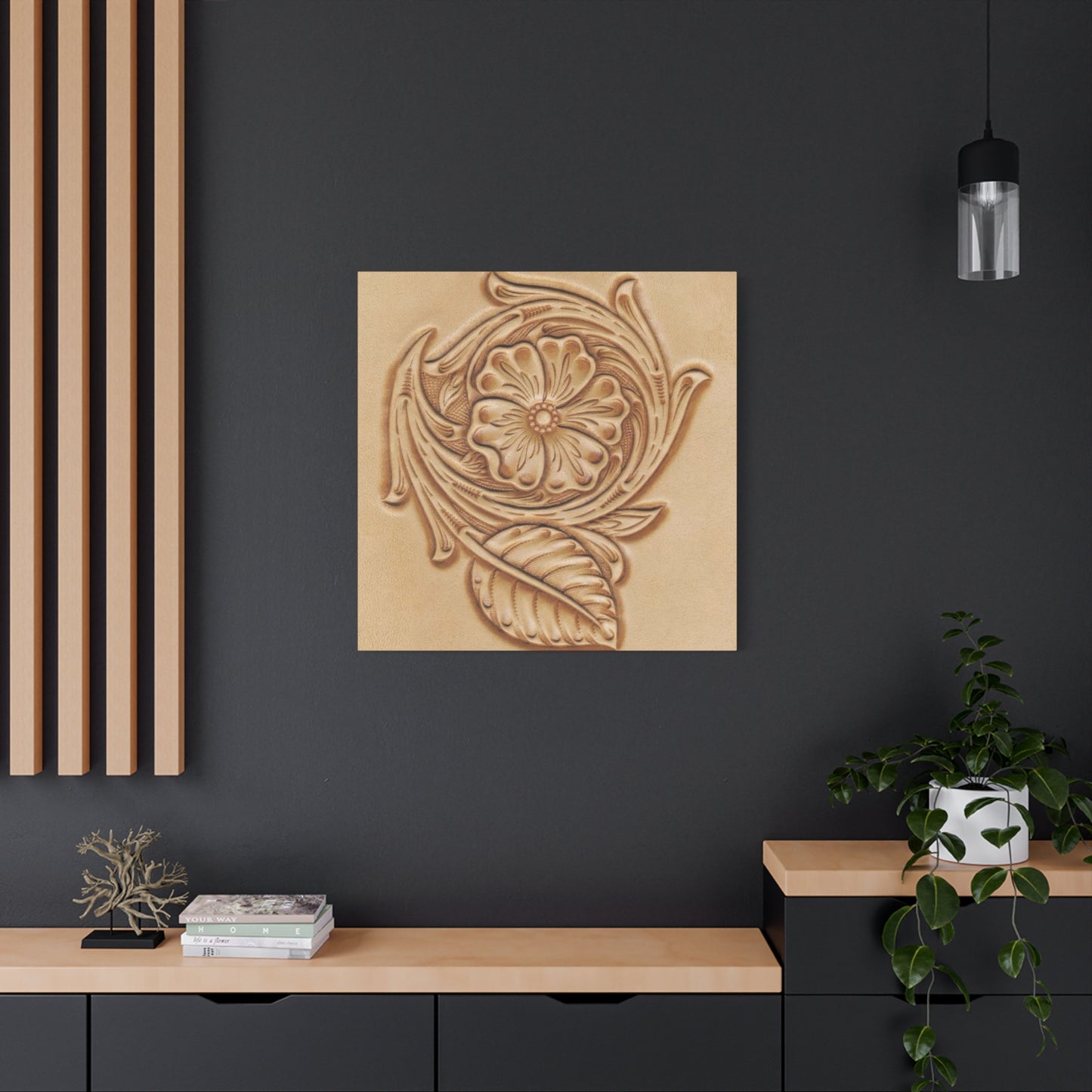 Flower On Leather Wall Art & Canvas Prints