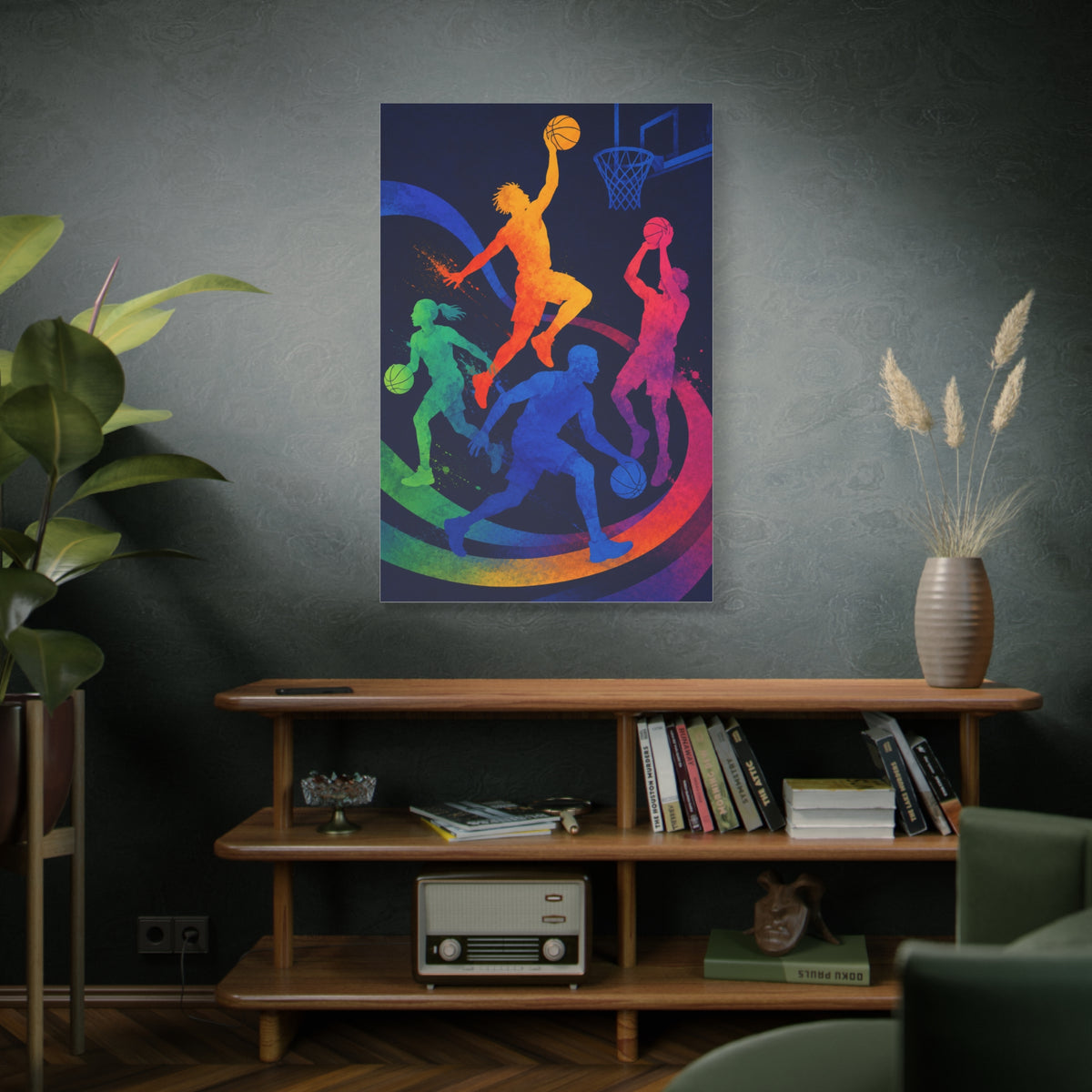 Rainbow Basketball Motion Sports Wall Art & Canvas Print