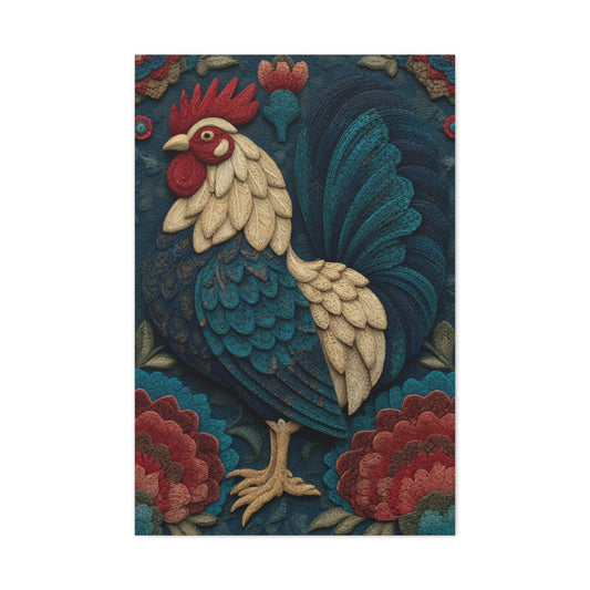Wycinanki Rooster Folk Ornament Wall Art & Canvas Print