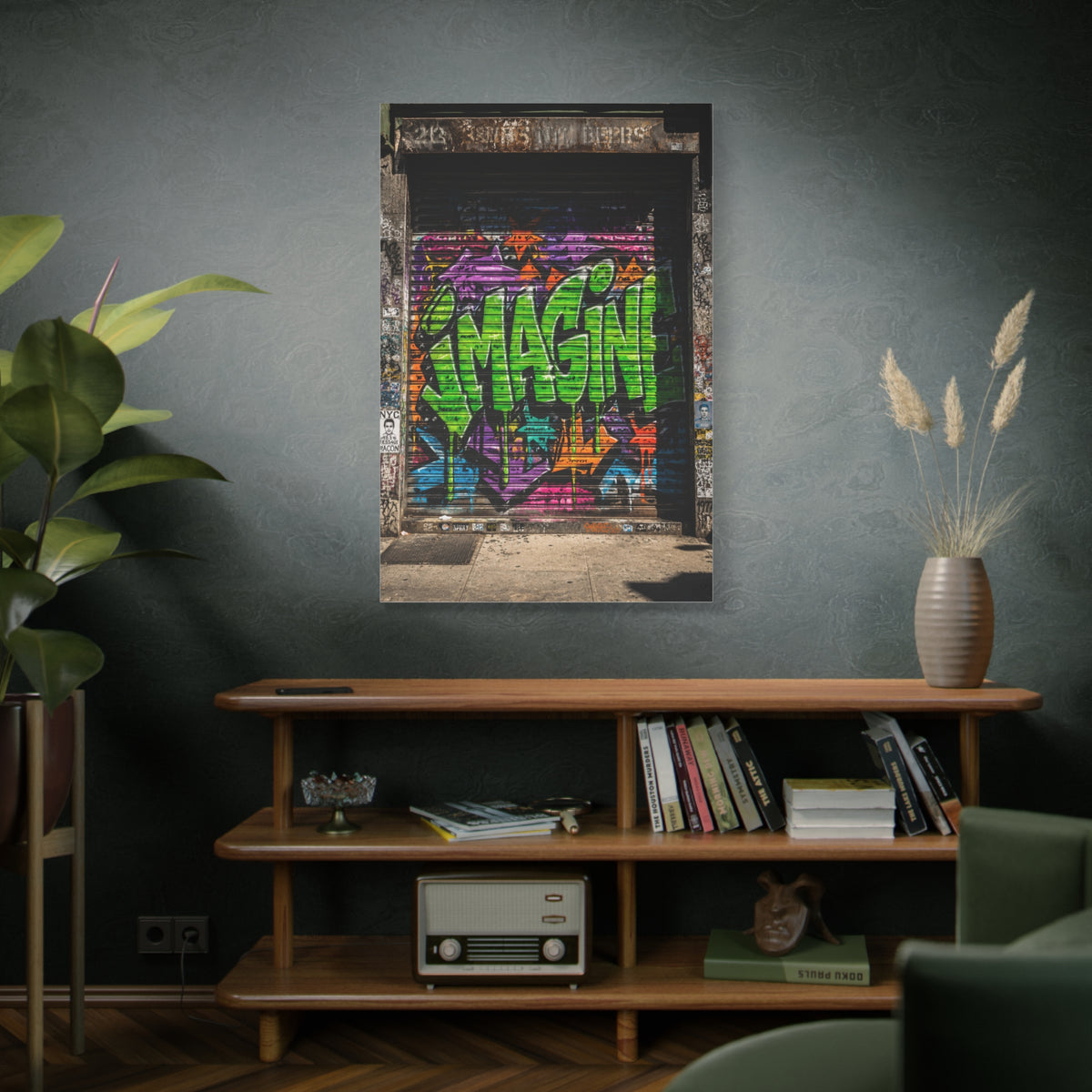 Imagine Graffiti Alley Door Street Wall Art & Canvas Print