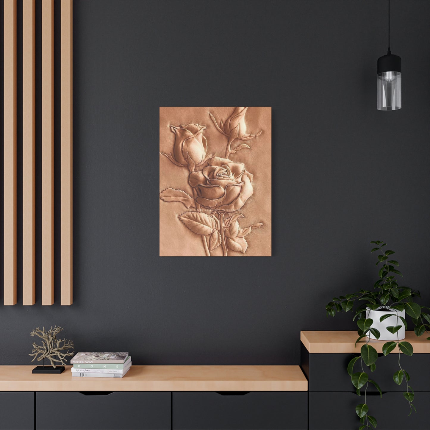 Rose Flower On Leather Wall Art & Canvas Prints
