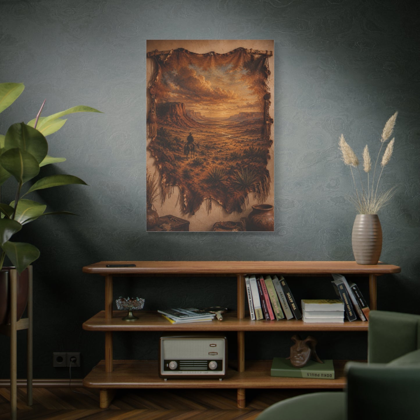 Leather Hide Desert Panorama Southwest Wall Art & Canvas Print