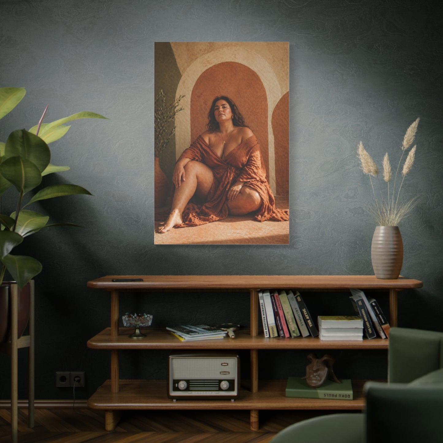 Boho Body-Positive Seated Portrait Wall Art & Canvas Print