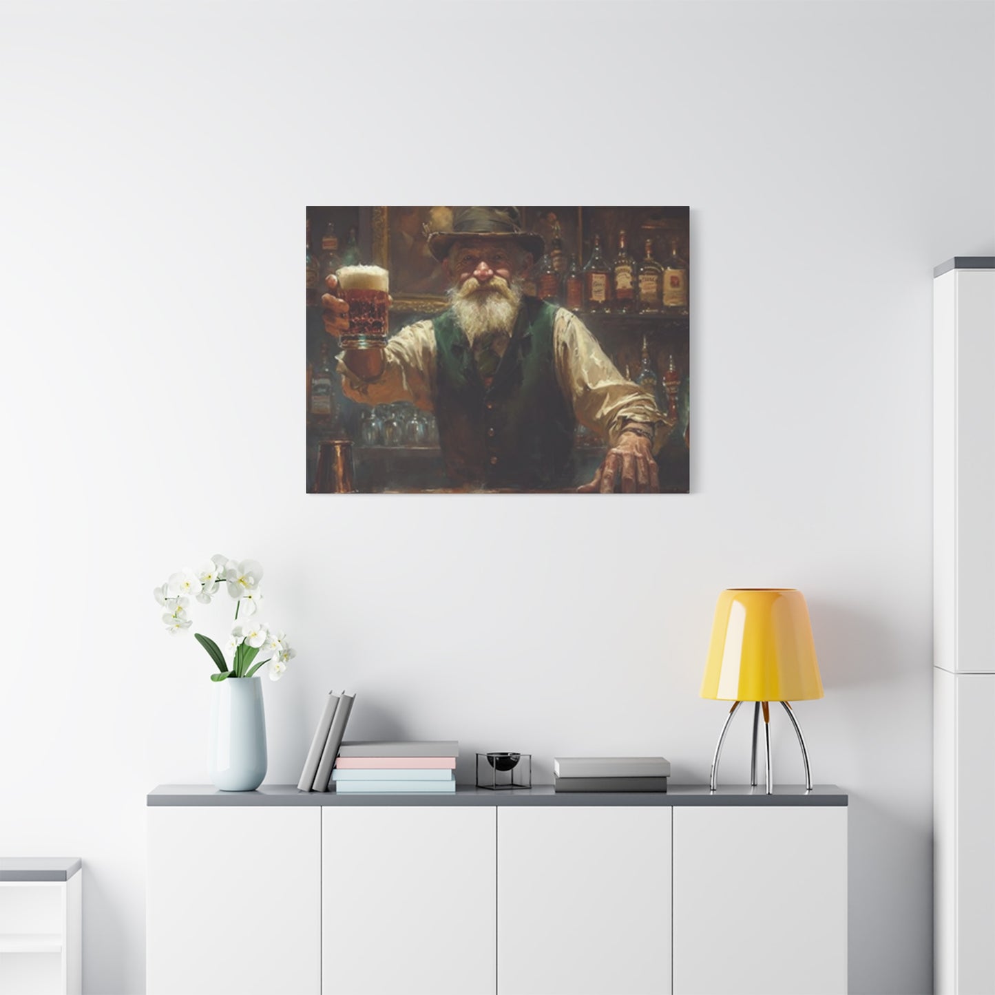Old Man At Bar Painting Wall Art & Canvas Prints