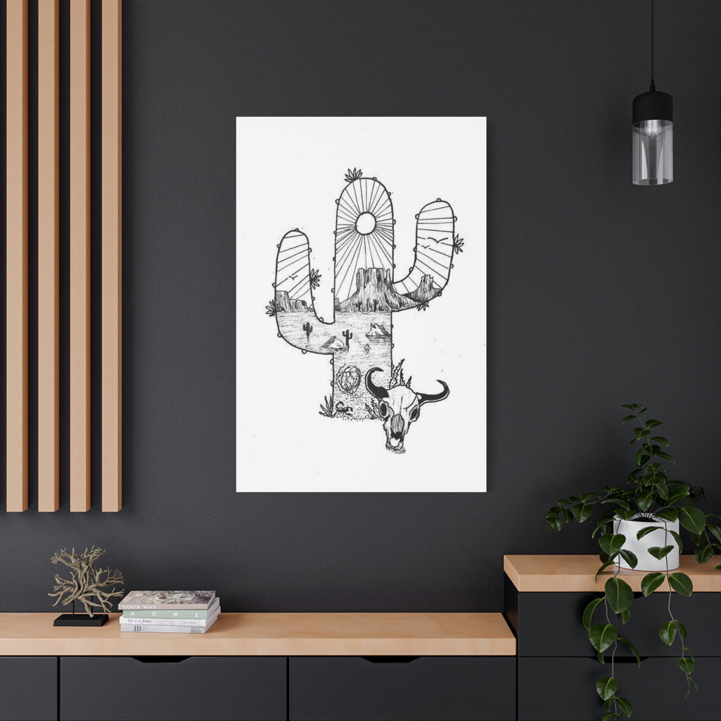 Texas In Cactus Drawing Wall Art & Canvas Prints