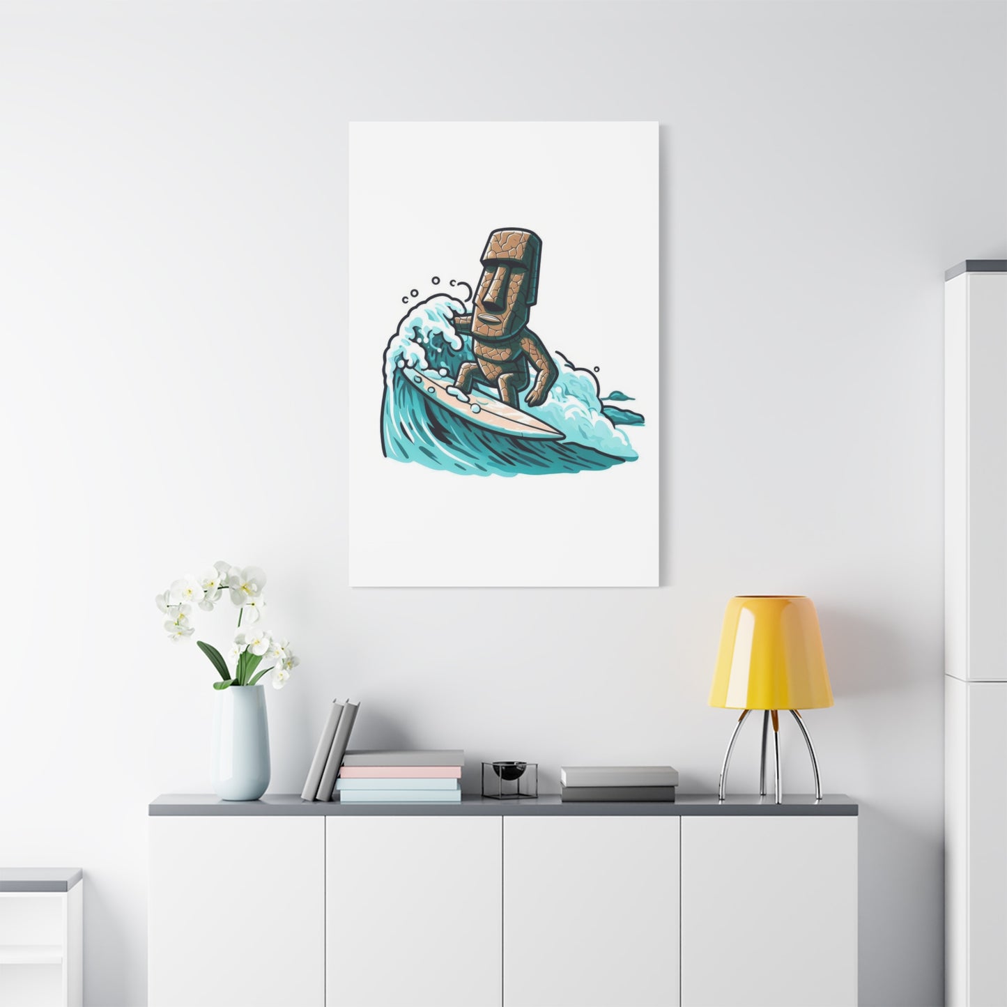 Hawaii Moai Surfing Wall Art & Canvas Prints