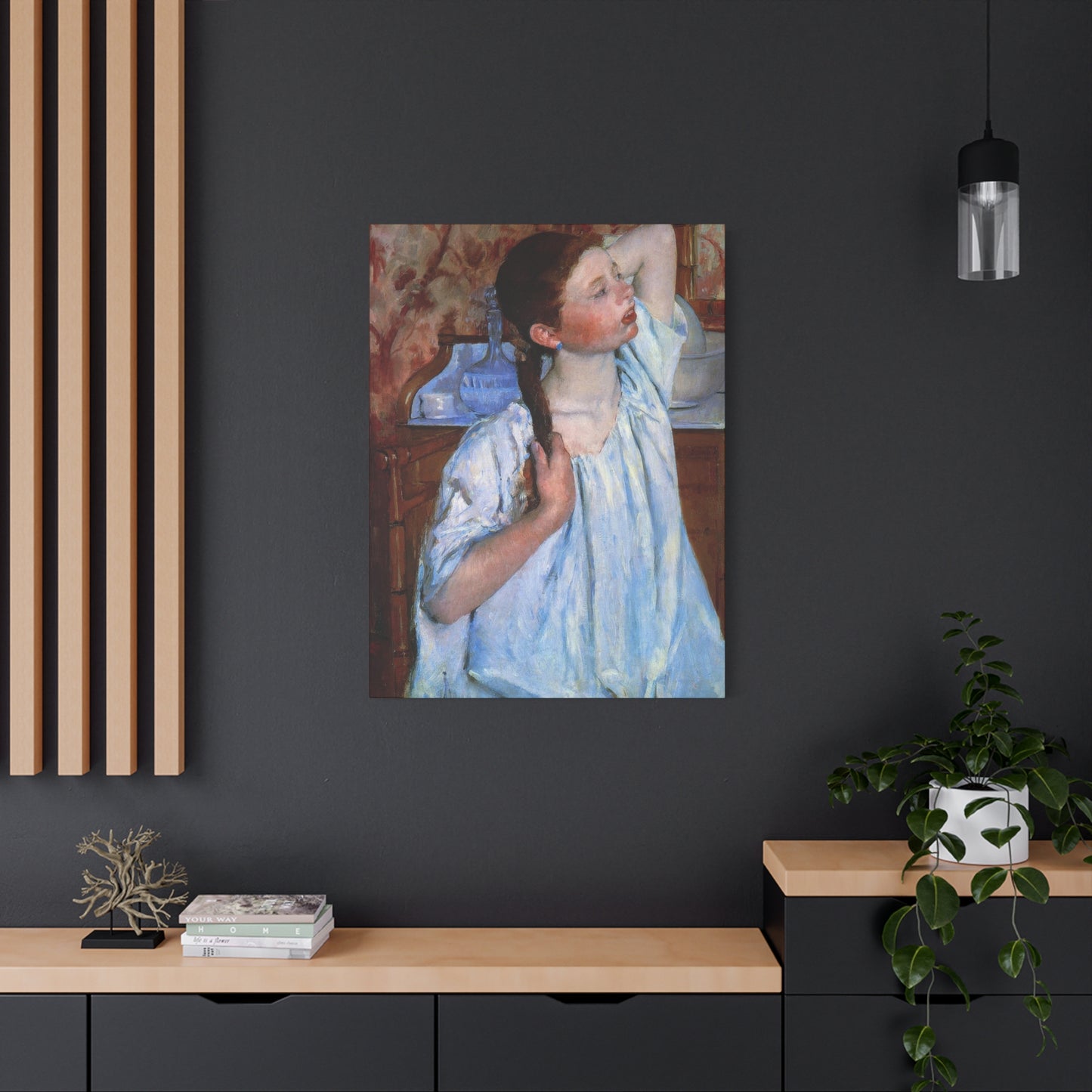Girl Arraigning Her Hair Impression Wall Art & Canvas Prints