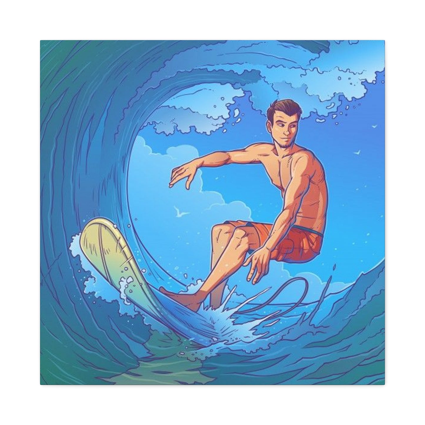 Wave Surfing Drawing Wall Art & Canvas Prints