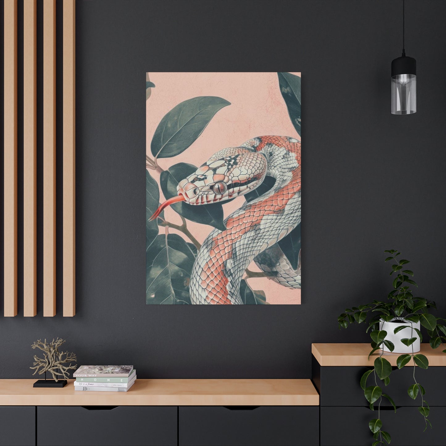 White And Pink Snake Wall Art & Canvas Prints