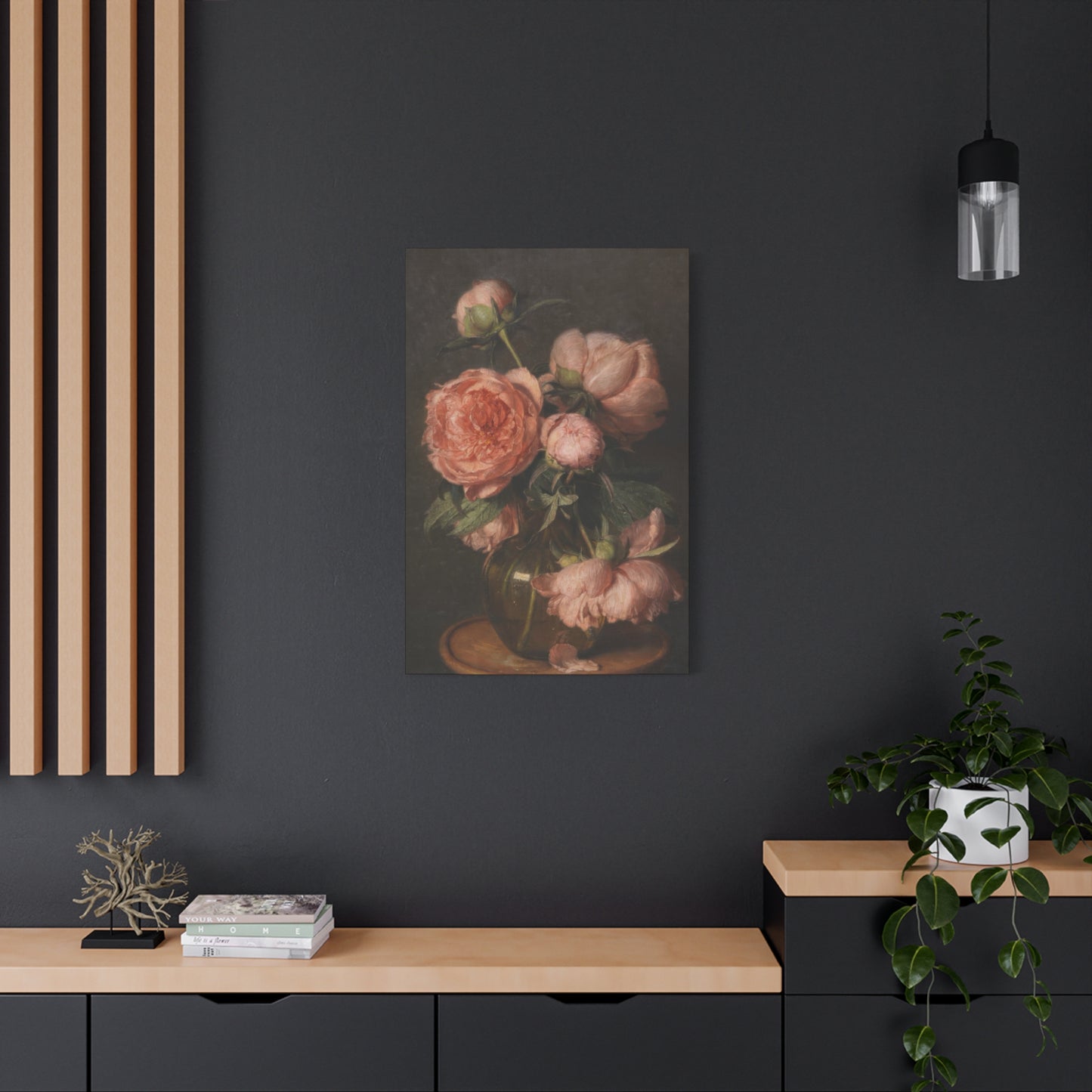 Pink Flower Vase Dark Academia Wall Art & Canvas Prints