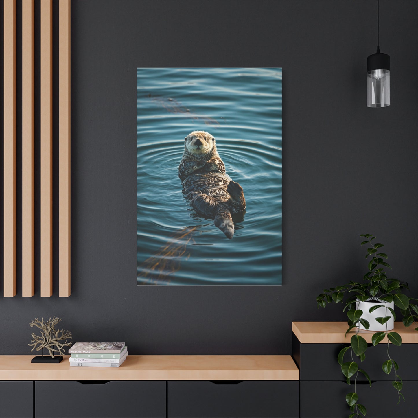 Otter Floating on Water Wall Art & Canvas Prints